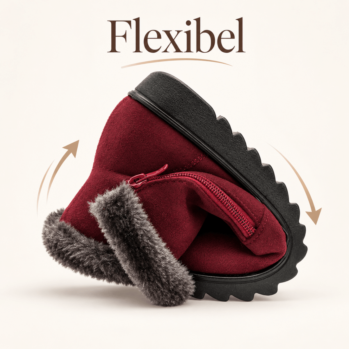 Hedda – Orthopädische Winterstiefel Damen gefüttert – Warme Snow Boots mit Fellkragen, Reißverschluss & rutschfester Sohle Stiefeletten