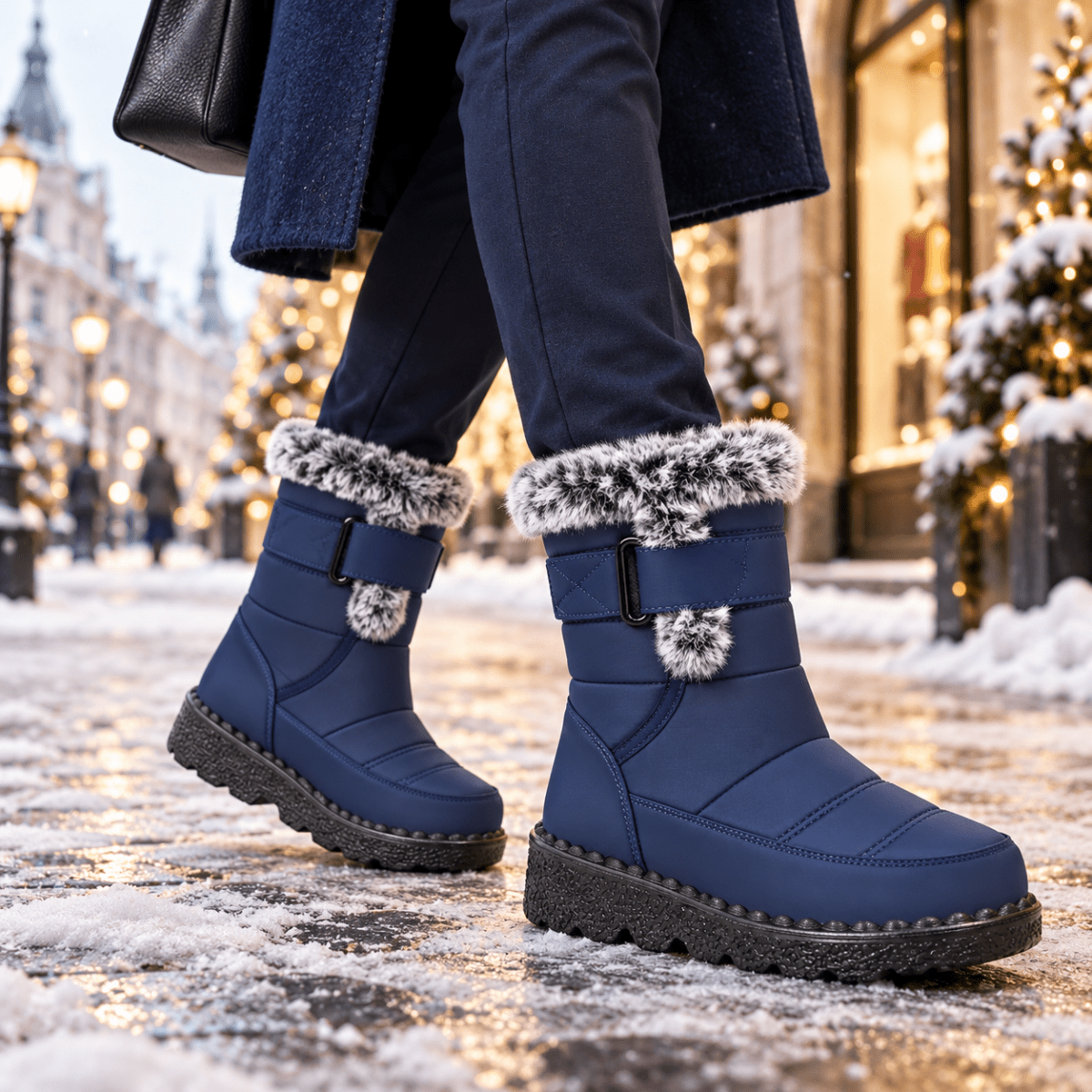 Kaja – Orthopädische Snow Boots Damen gefüttert – Wasserdichte Winterstiefel mit Kunstfell & Klettverschluss, rutschfest Stiefeletten