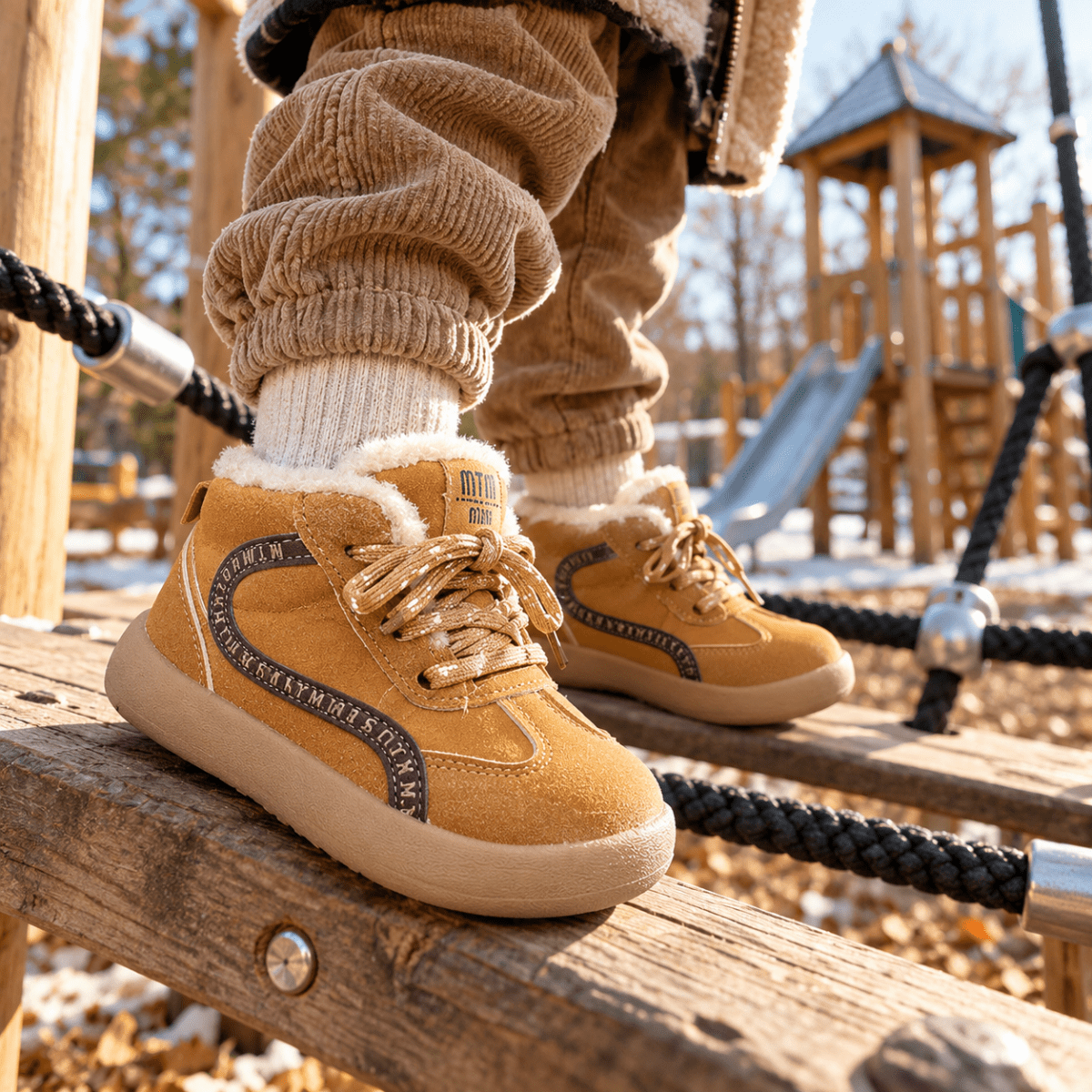 Tilo – Orthopädische Kinder Winterstiefel gefüttert – Wasserdichte Schneestiefel mit Lammfell-Optik & Klettverschluss Kinderschuhe