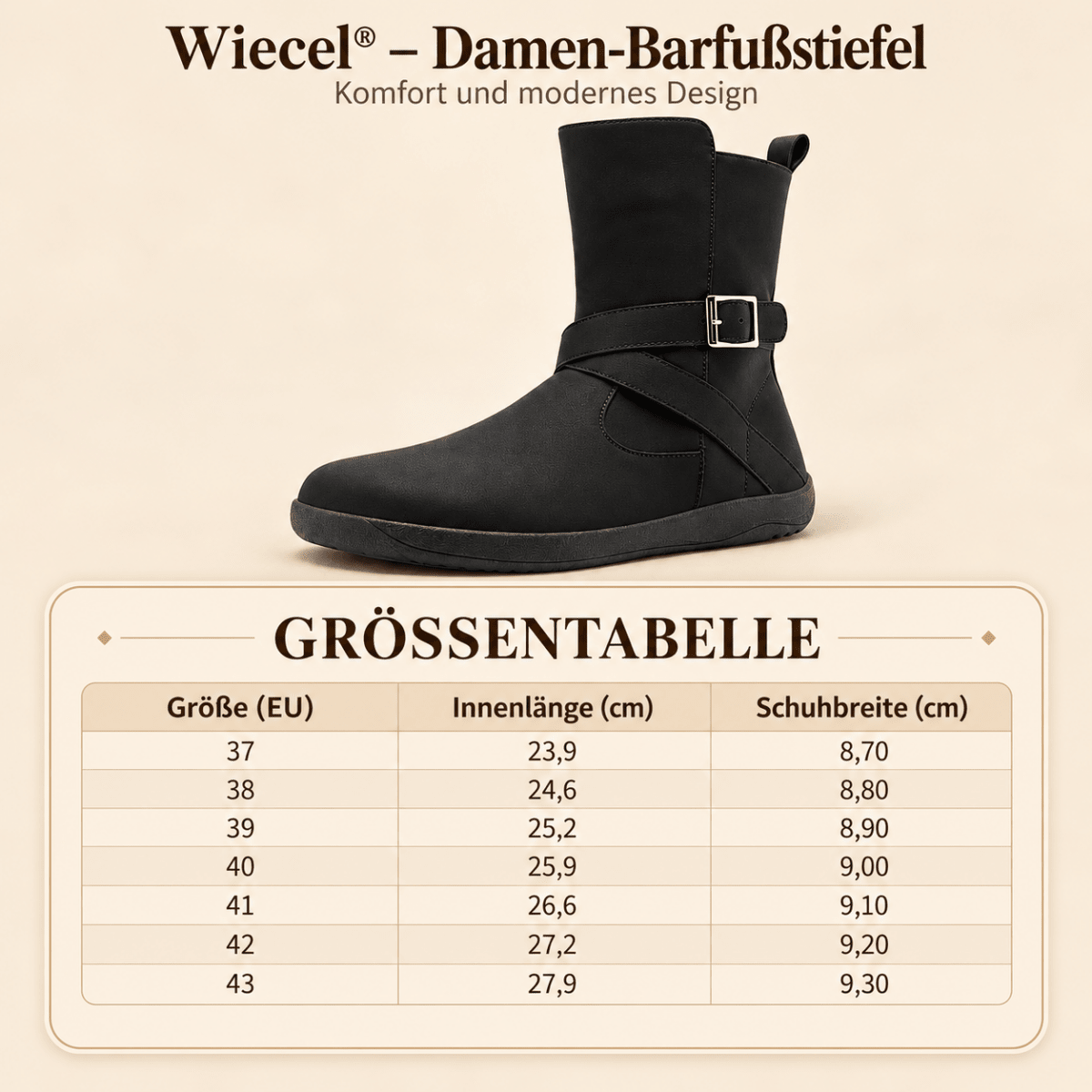 Elva – Damen Barfußstiefel mit breiter Zehenbox - Wasserdicht Barfußschuhe