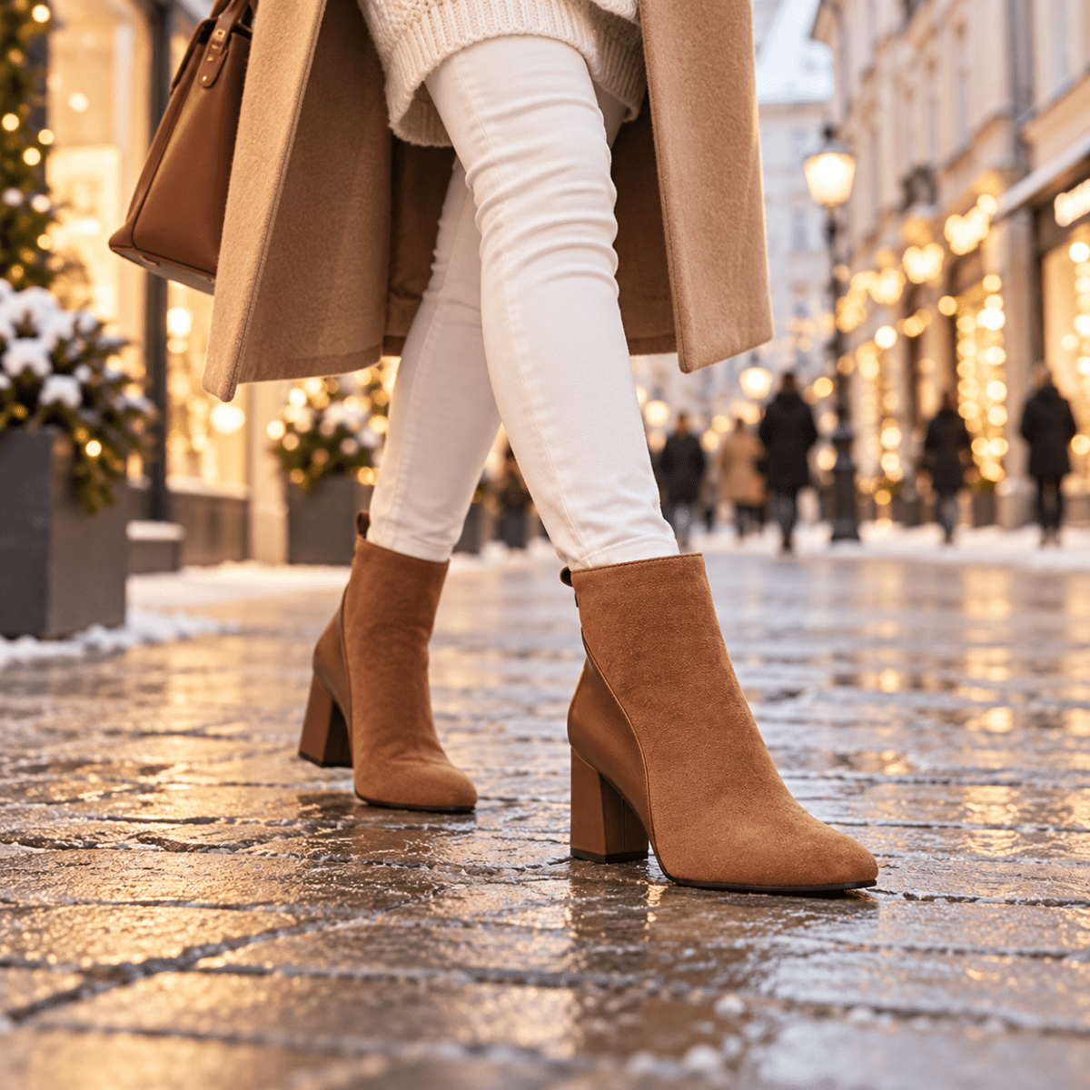 Enna – Orthopädische Winter Stiefeletten Damen mit Blockabsatz – Bequeme Chelsea Boots in Wildleder-Optik Stiefeletten