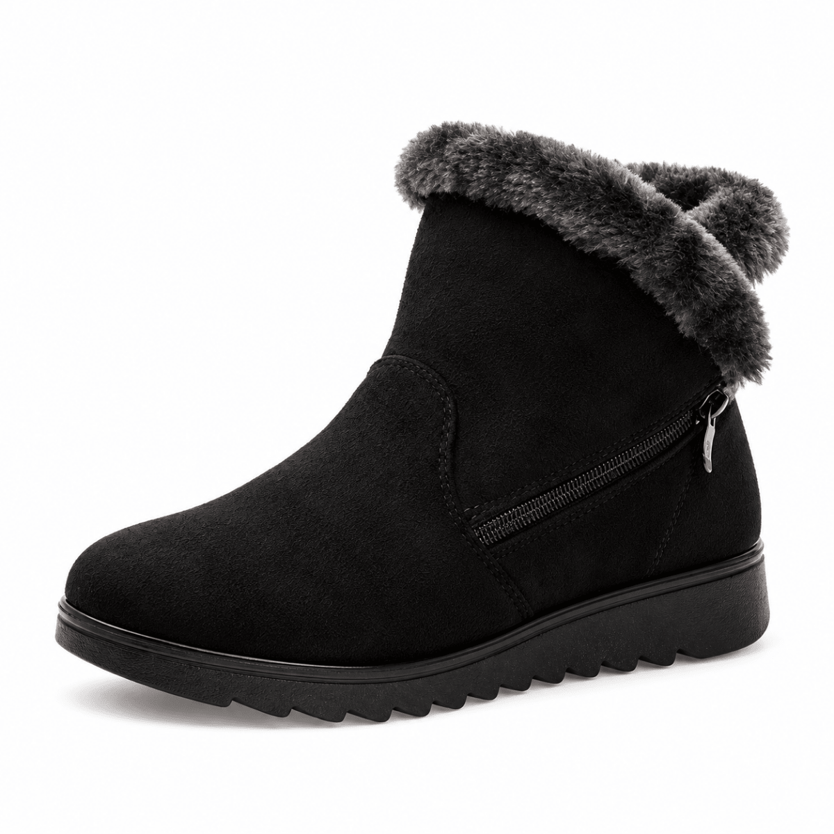 Hedda – Orthopädische Winterstiefel Damen gefüttert – Warme Snow Boots mit Fellkragen, Reißverschluss & rutschfester Sohle Stiefeletten