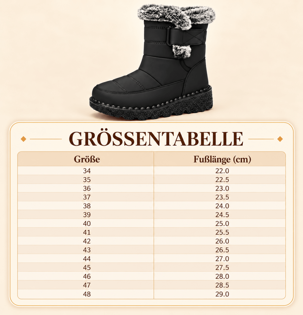 Kaja – Orthopädische Snow Boots Damen gefüttert – Wasserdichte Winterstiefel mit Kunstfell & Klettverschluss, rutschfest Stiefeletten