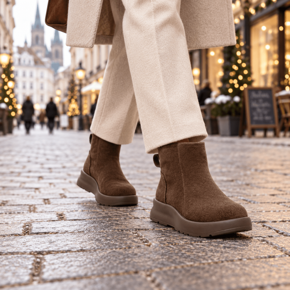 Liora – Orthopädische Winter Stiefeletten Damen aus Wildleder – Gefütterte Winterstiefel mit Reißverschluss Stiefeletten