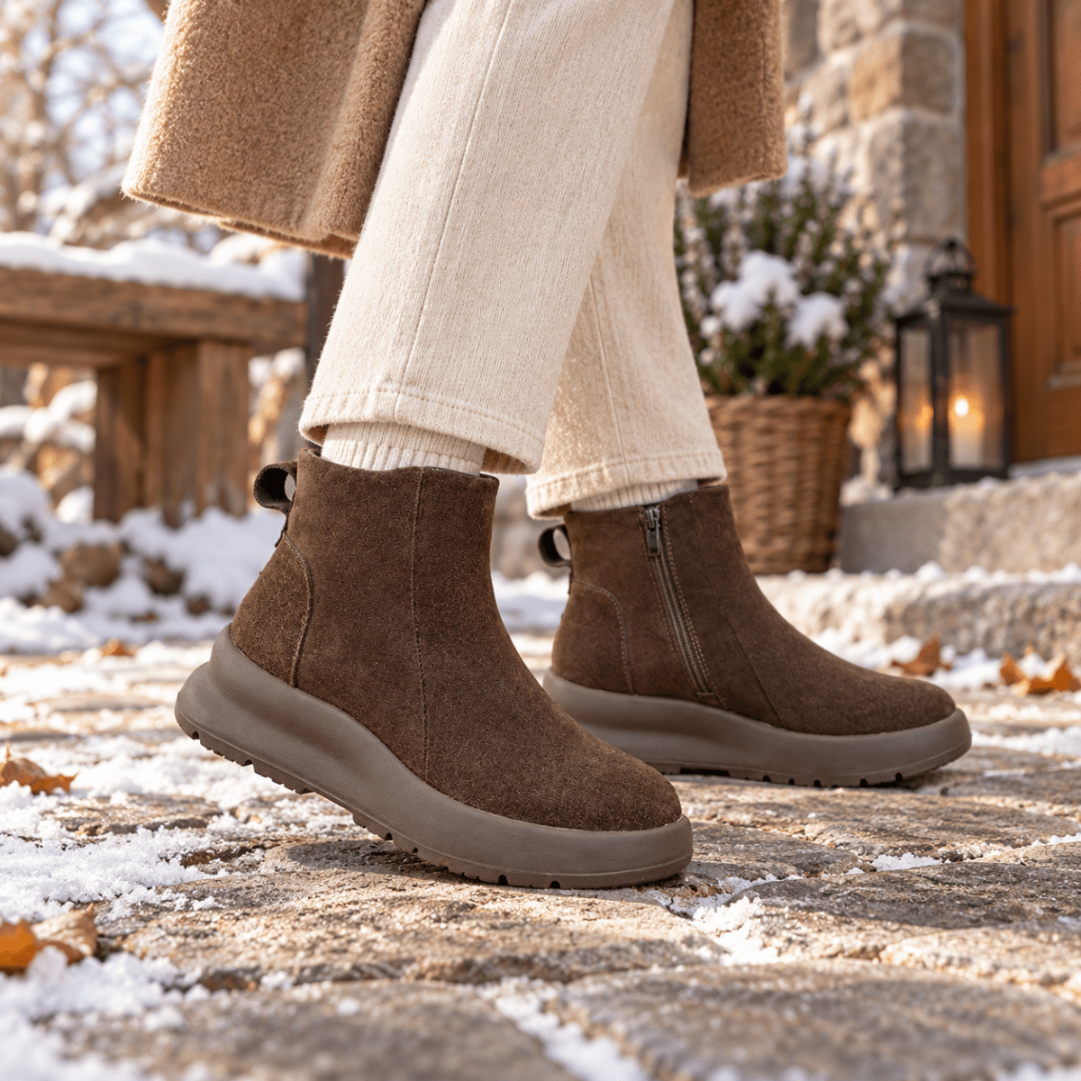 Liora – Orthopädische Winter Stiefeletten Damen aus Wildleder – Gefütterte Winterstiefel mit Reißverschluss Stiefeletten