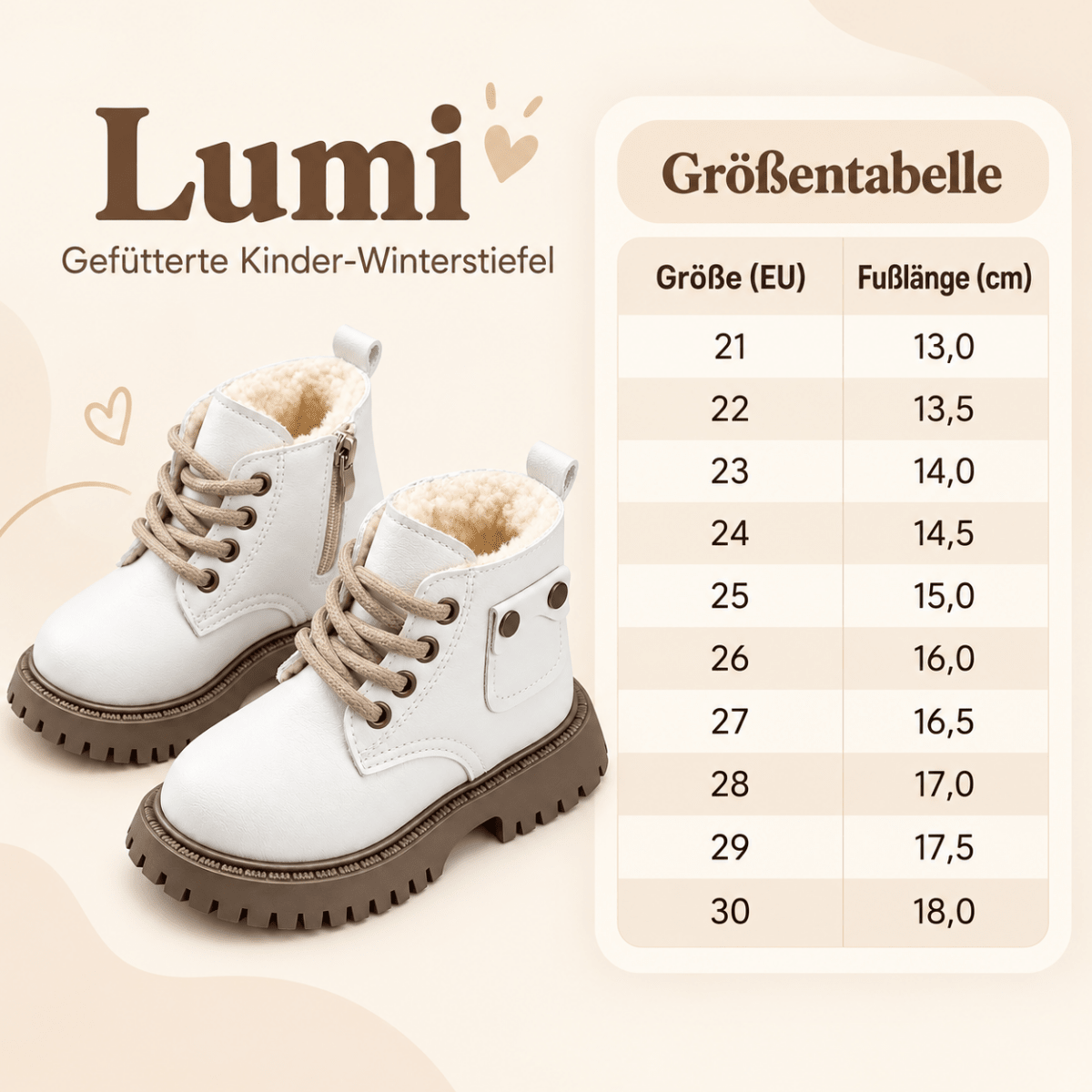 Lumi – Gefütterte Kinder-Winterstiefel mit Reißverschluss