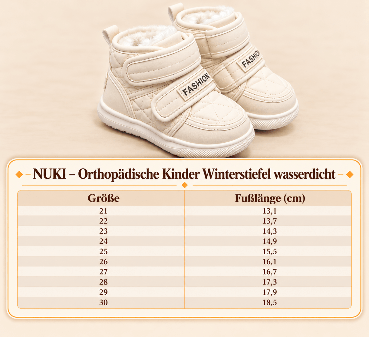 Nuki – Orthopädische Kinder Winterstiefel wasserdicht – Gefütterte Schneestiefel mit Doppel-Klettverschluss & rutschfester Sohle Kinderschuhe