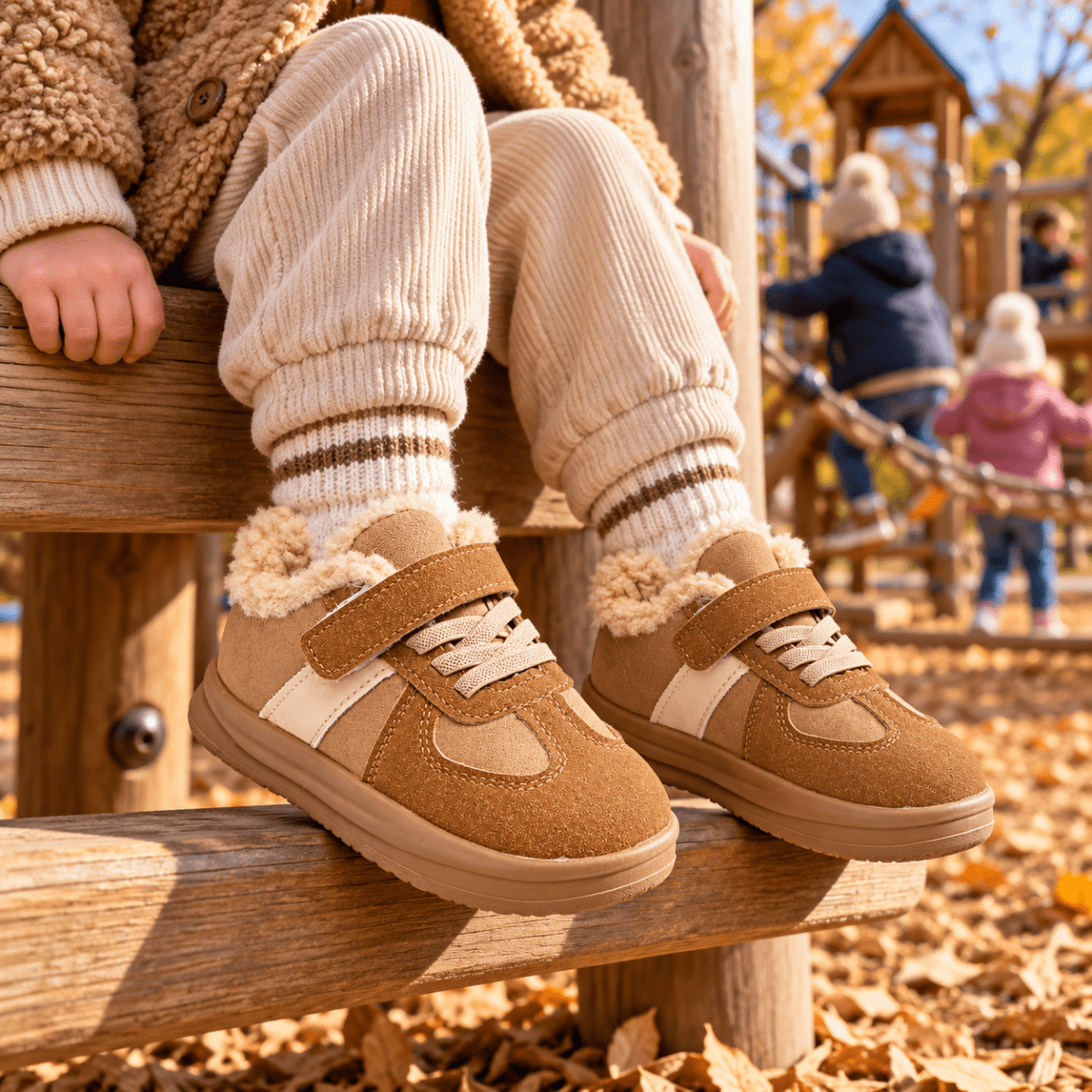 Pino – Orthopädische Kinder Winterschuhe gefüttert – Warme Retro-Sneaker mit Teddyfutter & Klettverschluss Kinderschuhe