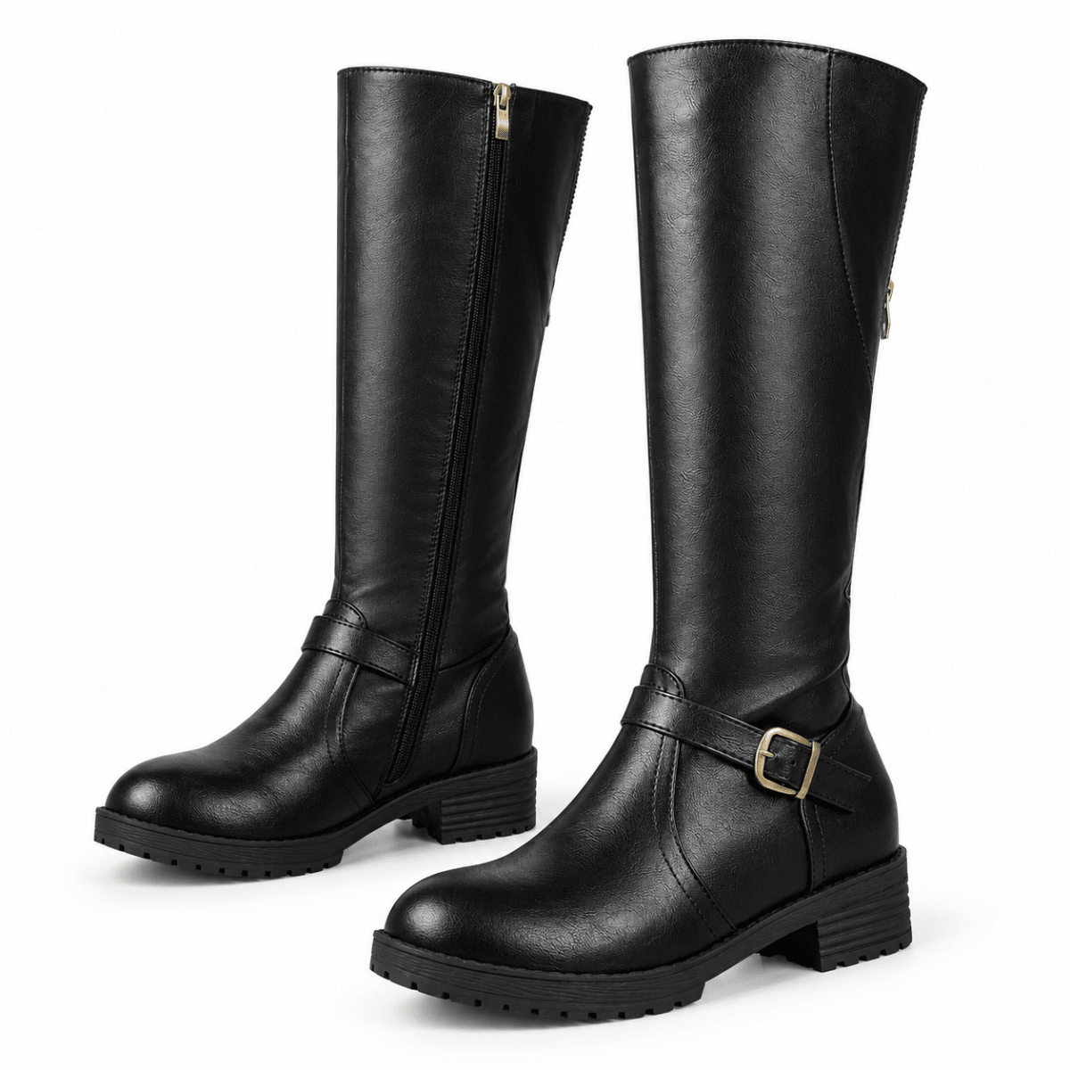 Ravena – Kniehohe Reitstiefel für Damen – Winterstiefel mit Blockabsatz & Reißverschluss