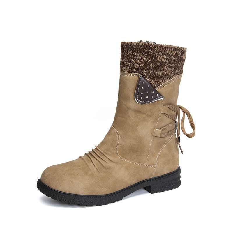 Tilda – Orthopädische Winterstiefel Damen mit Strickschaft – Gefütterte Stiefeletten mit flachem Absatz & Reißverschluss Stiefeletten